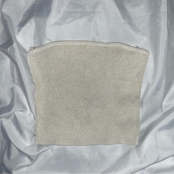 like new!! Dynamite champagne glitter ribbed tube top - Picture 1 of 6